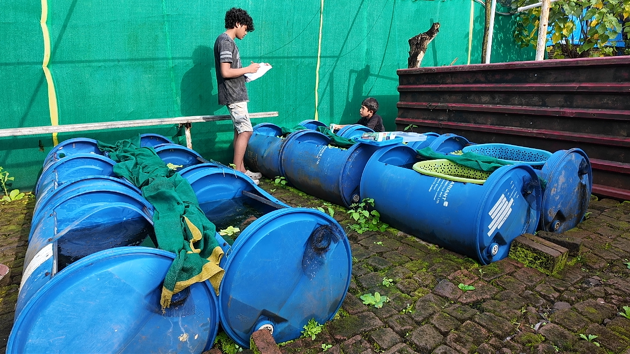 The brothers working with the farm water system